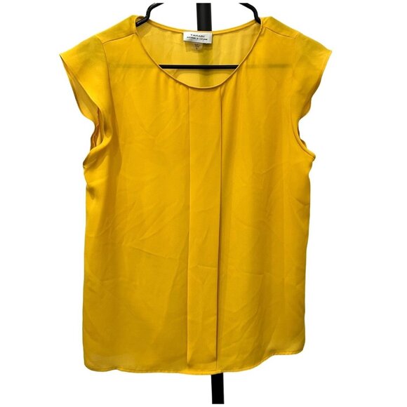 Tahari Arthur S Levine Sleeveless Yellow Blouse Top Womens Sz S - Picture 1 of 9